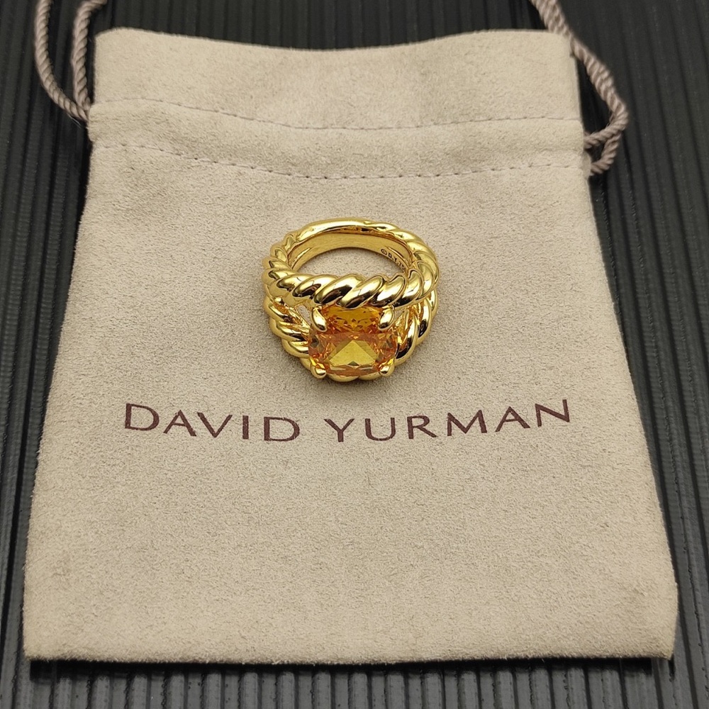 David Yurman Gold-Tone Citrine-Style Rope Ring — Yellow Gold